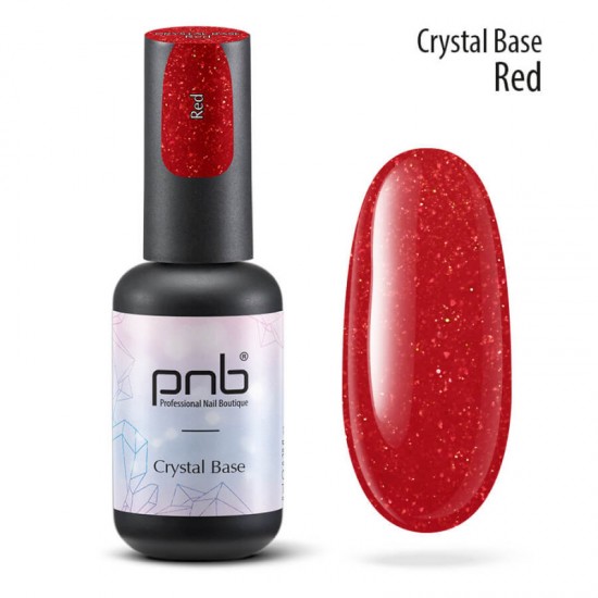 Светоотражающая база для ногтей, красная / Crystal Base PNB, 8 ml