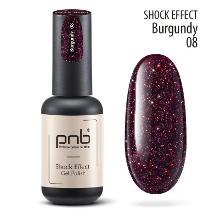 Гель лак PNB Shock Effect, Burgundy 08